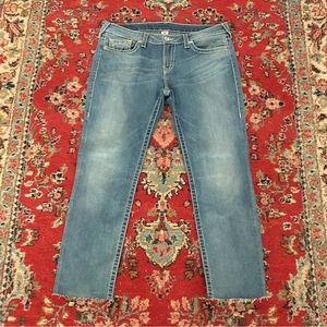 True Religion Skinny Big T Naturaline Raw Hem Womens Jeans Sz 34